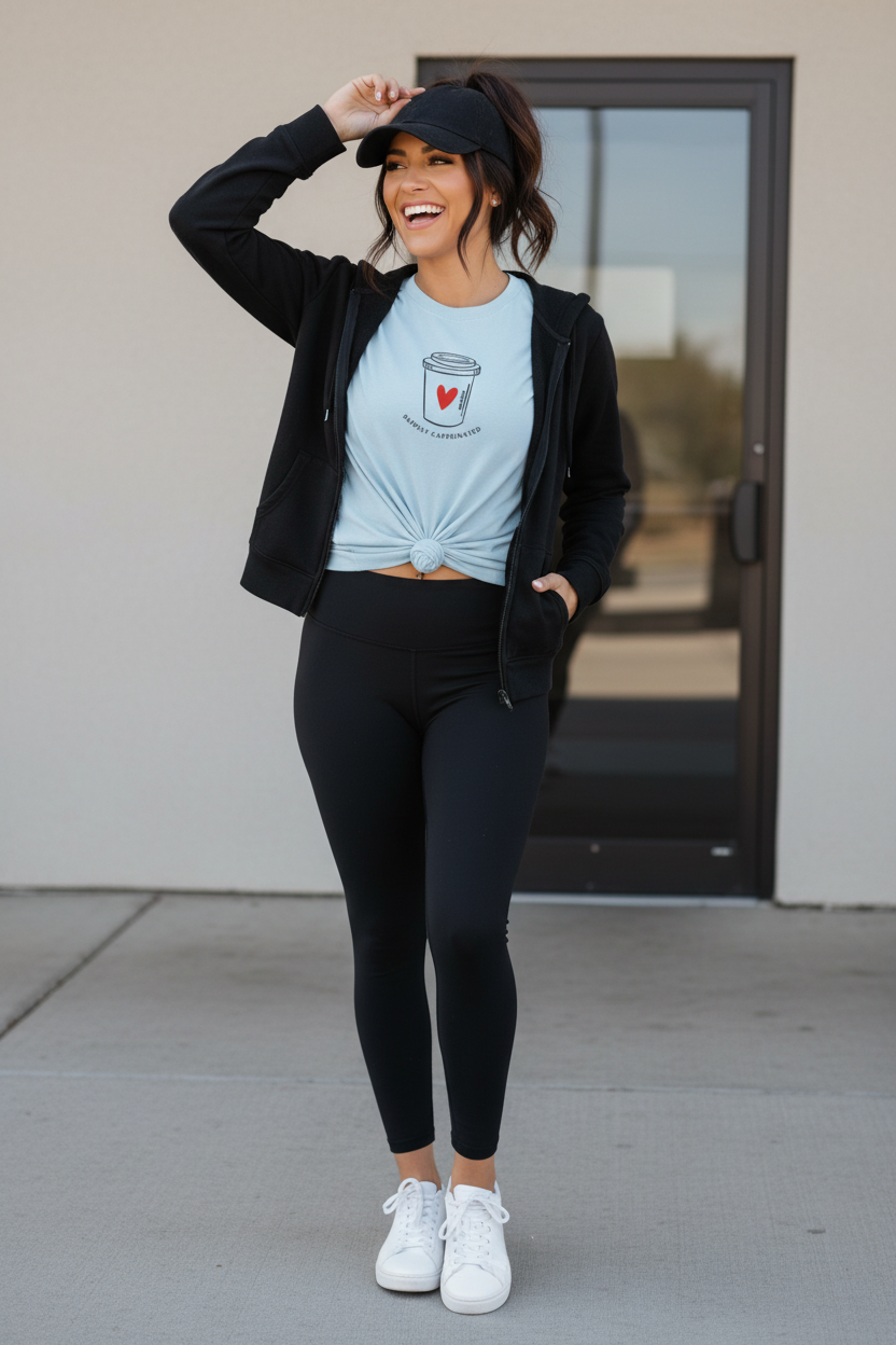 HAPPILY CAFFEINATED - new model black cap ponytail gym