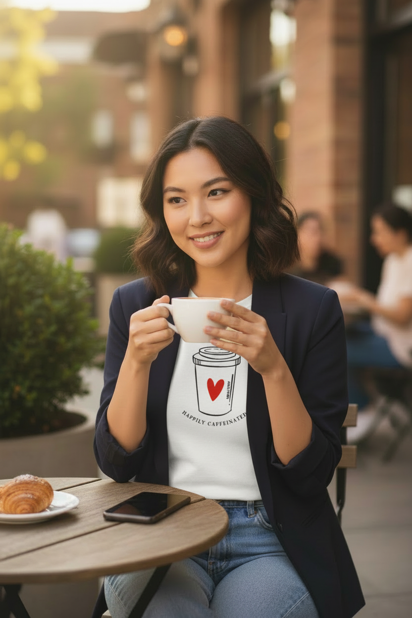 HAPPILY CAFFEINATED - white version cafe blazer