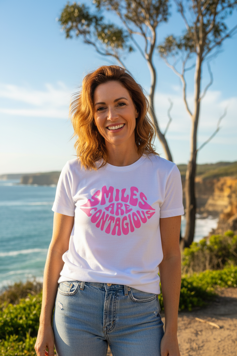 Smiles Are Contagious - Pink Australian scene