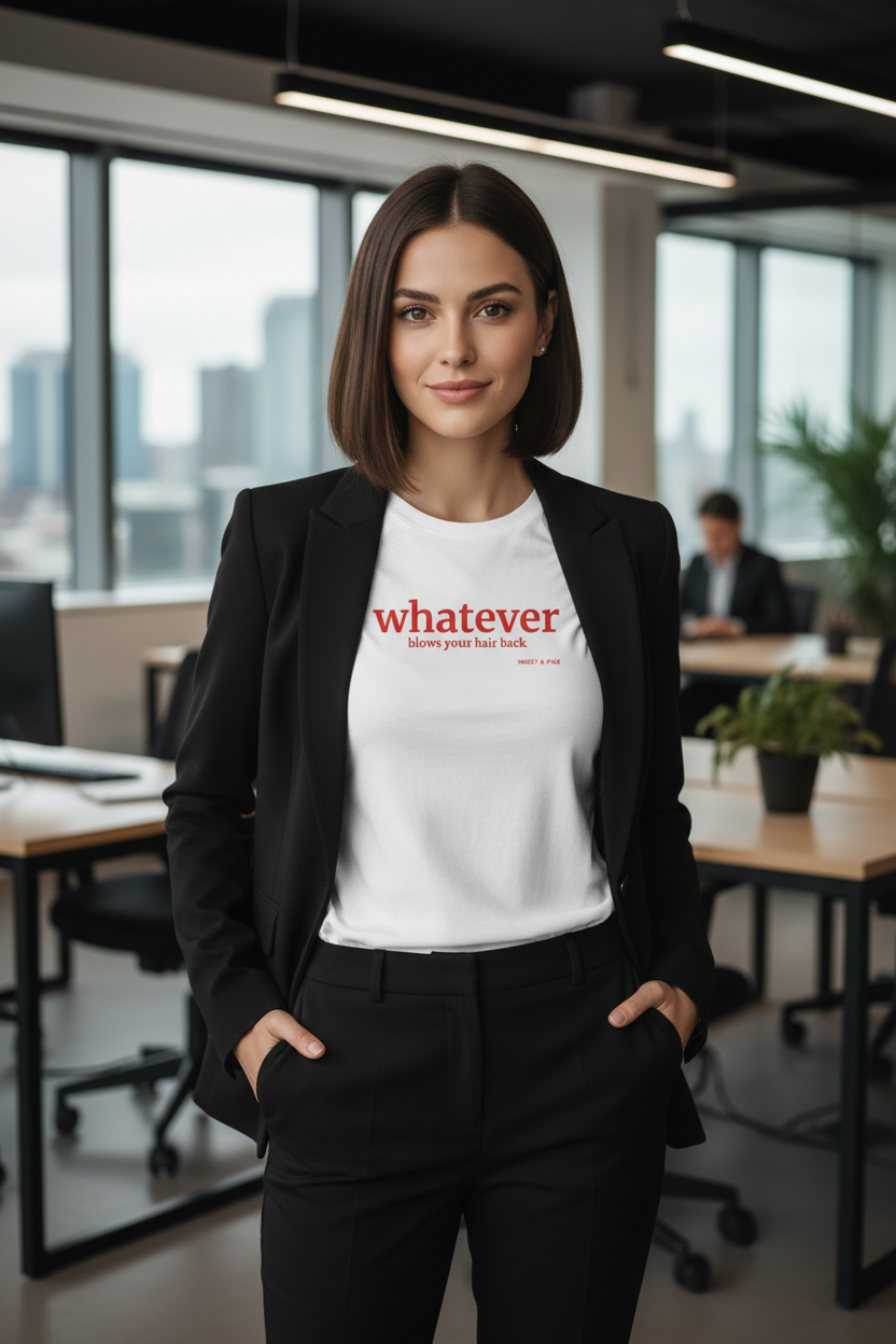 WHATEVER T-Shirt - new model white tee all black suit
