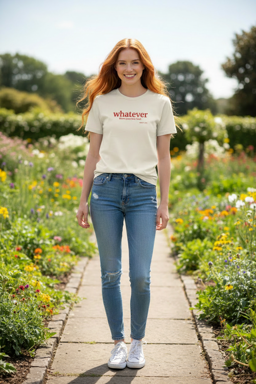 WHATEVER T-Shirt - slim redhead in park